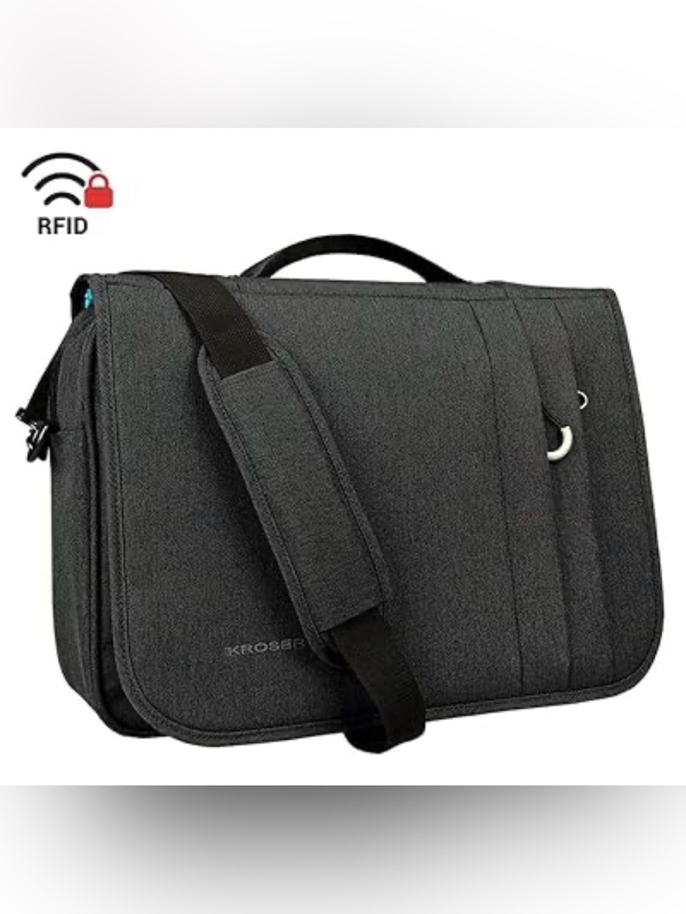 KROSER Black RFID Laptop Messenger Bag for Women